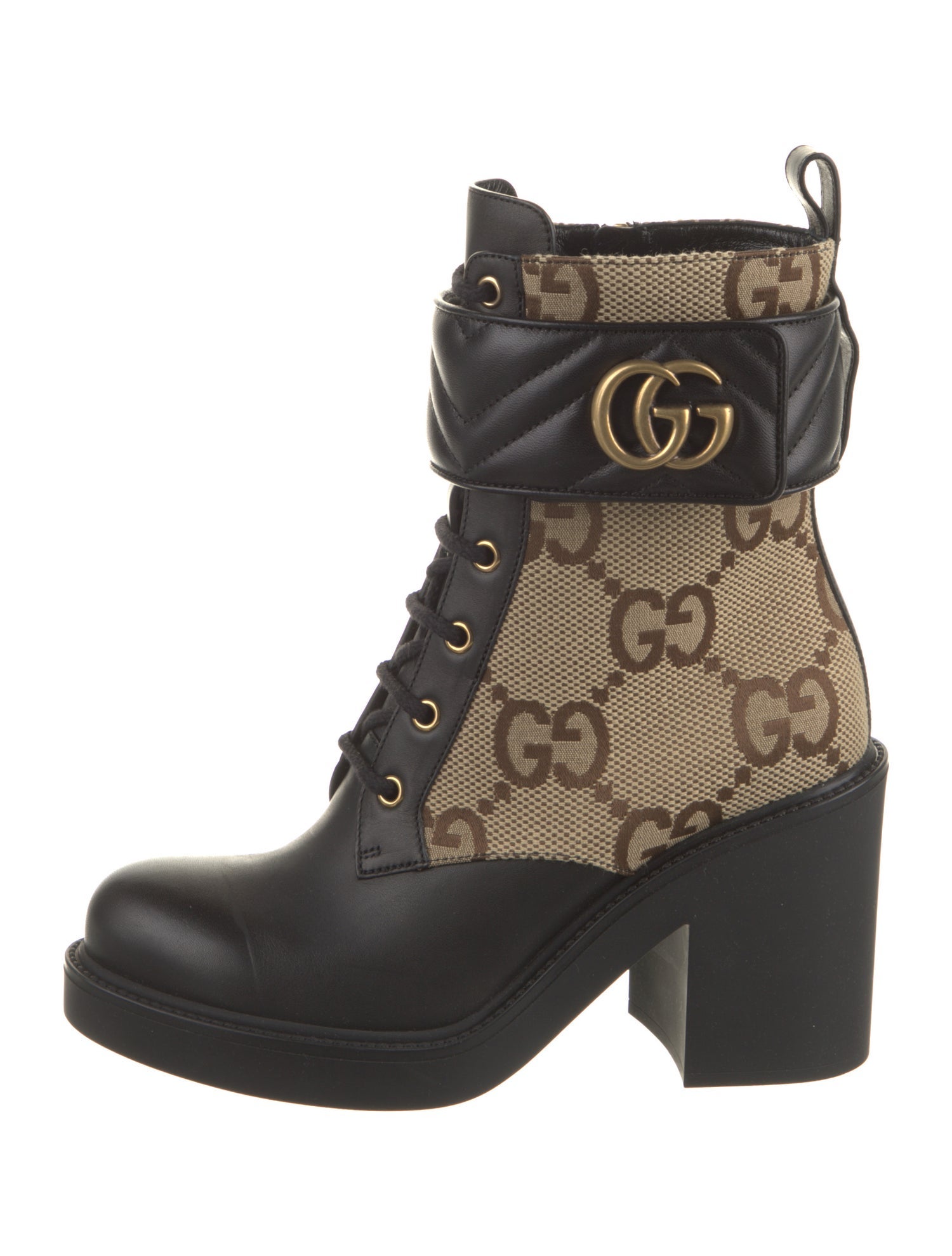 Gucci Canvas Printed Combat Boots
