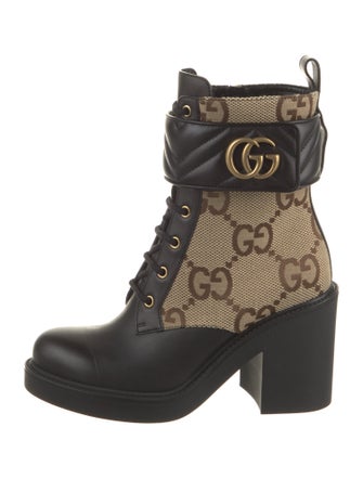 Gucci Canvas Printed Combat Boots