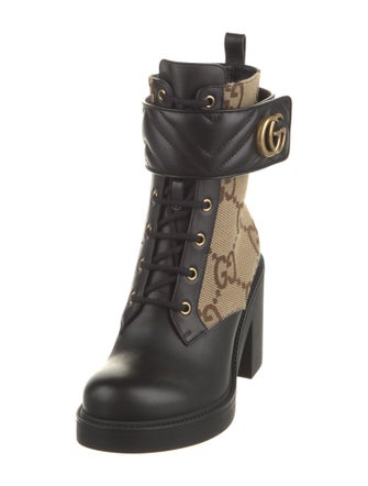 Gucci Canvas Printed Combat Boots