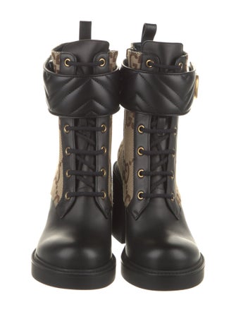 Gucci Canvas Printed Combat Boots