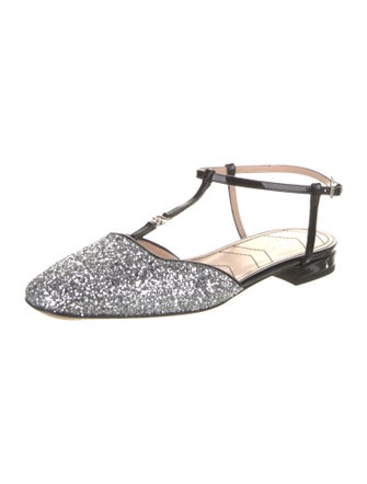 Gucci Double G Logo Glitter Slingback Flats