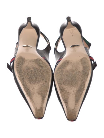 Gucci Web Accent Leather Slingback Pumps