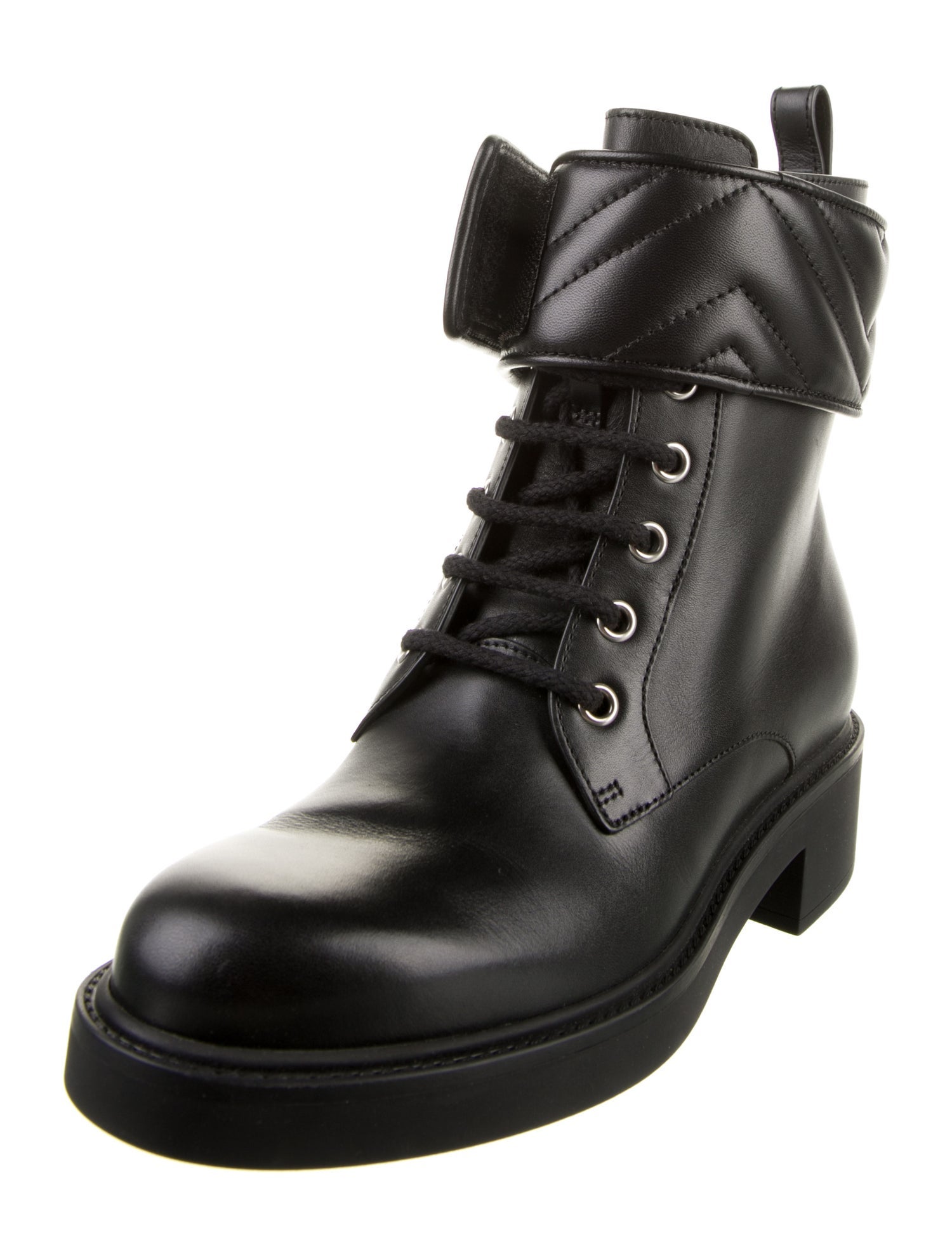 Gucci Double G Logo Leather Combat Boots w/ Tags