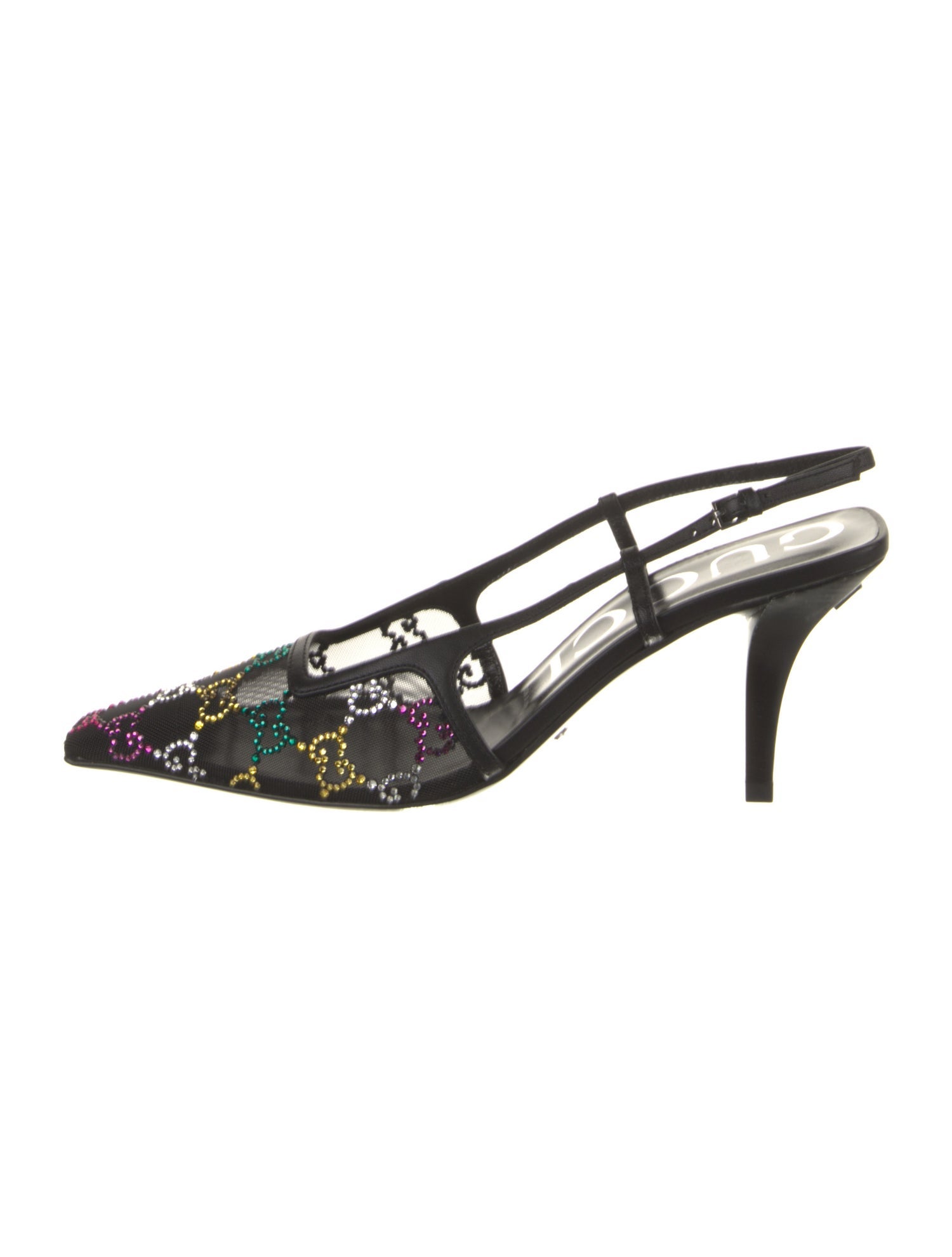 Gucci Mesh Lace Pattern Slingback Pumps