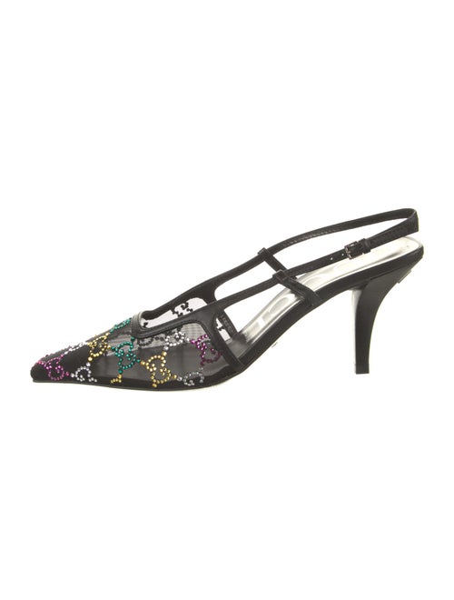 Gucci Mesh Crystal Embellishments Slingback Pumps