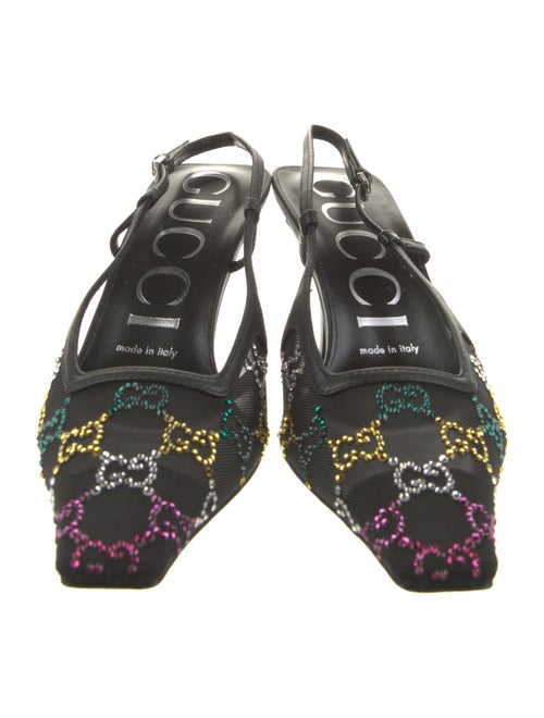 Gucci Mesh Crystal Embellishments Slingback Pumps