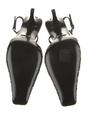 Gucci Mesh Crystal Embellishments Slingback Pumps