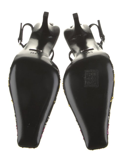 Gucci Mesh Crystal Embellishments Slingback Pumps