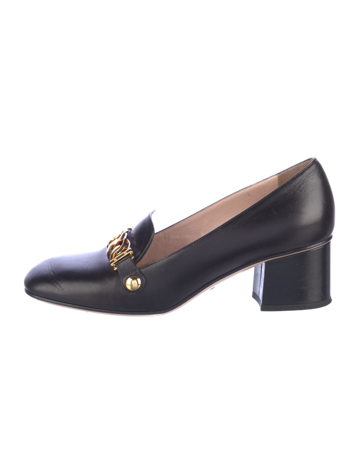 Gucci Sylvie Web Accent Leather Pumps