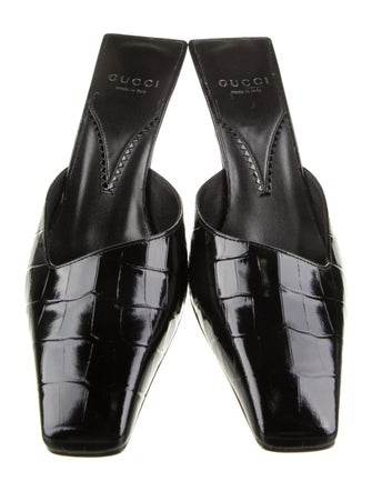 Gucci Embossed Leather Mules