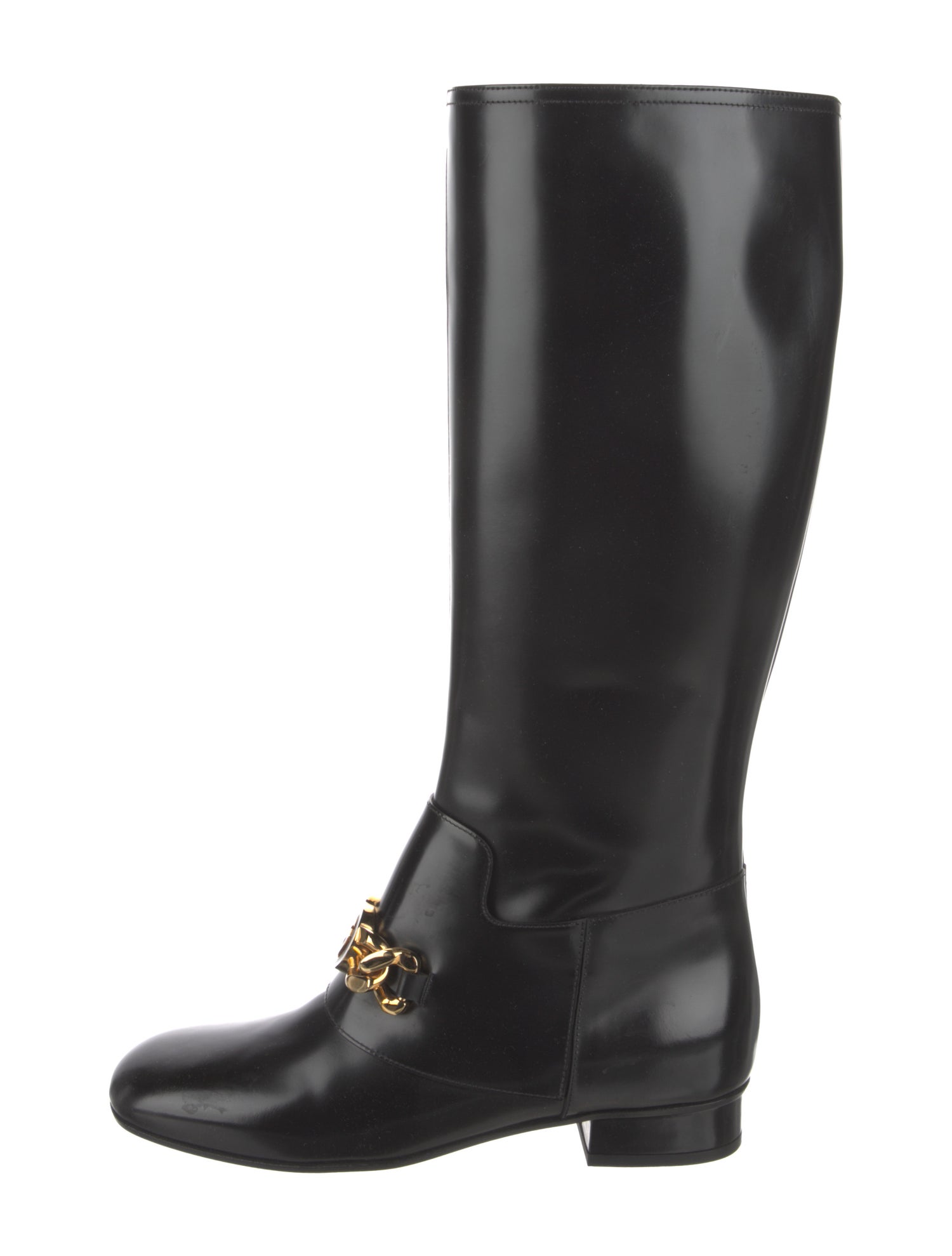 Gucci Interlocking G Logo Leather Riding Boots