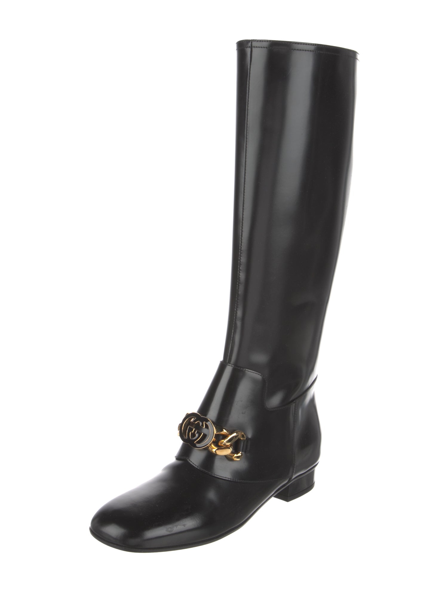 Gucci Interlocking G Logo Leather Riding Boots