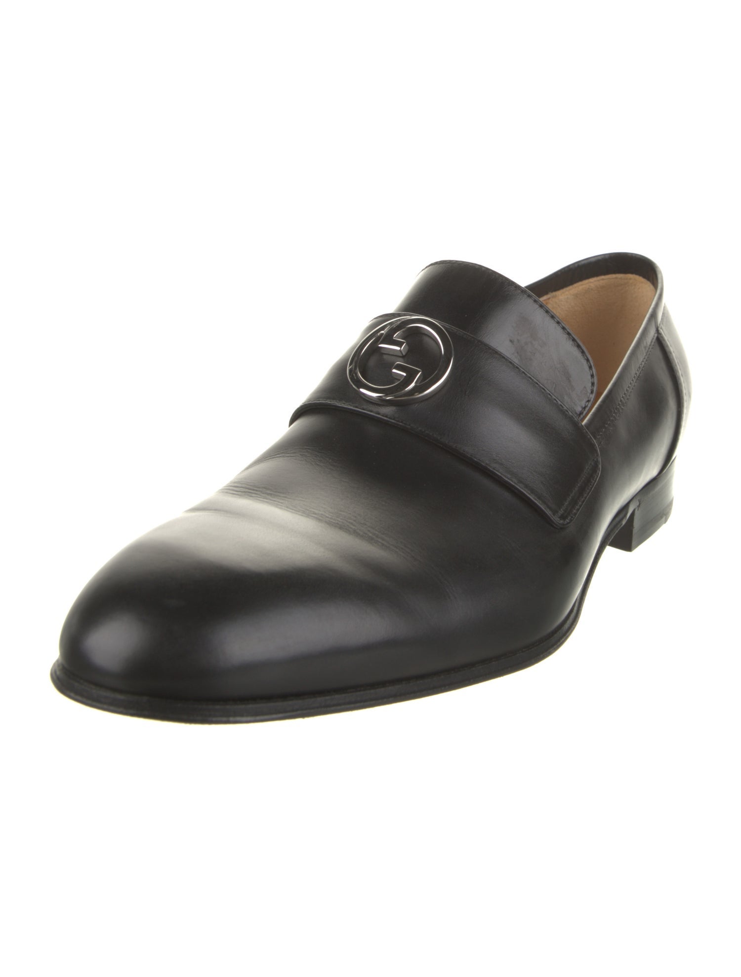 Gucci Interlocking G Logo Leather Dress Loafers