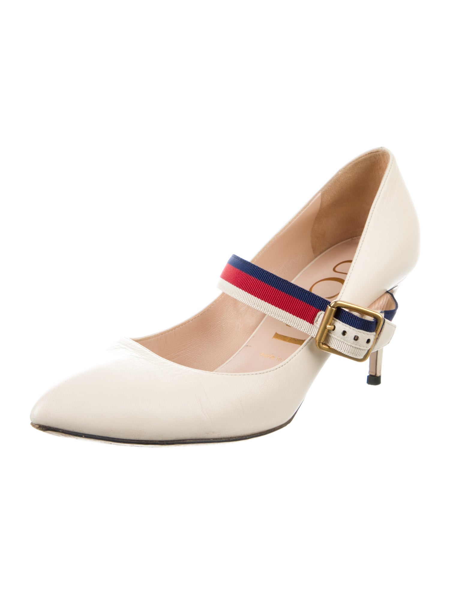 Gucci Sylvie Web Accent Leather Pumps