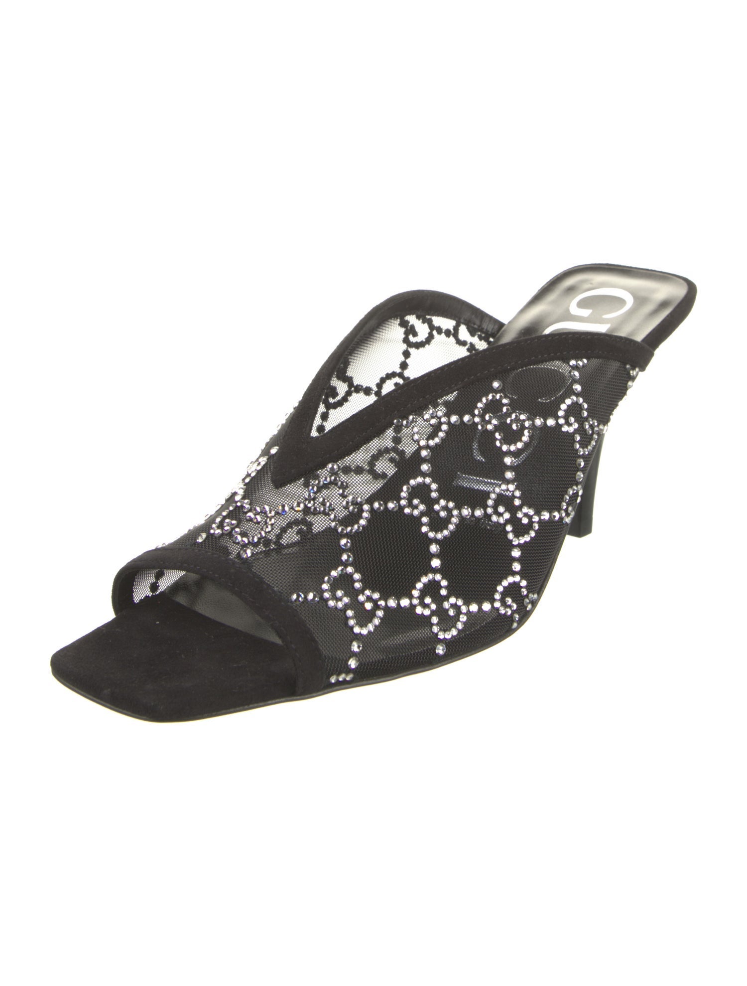 Gucci Mesh Crystal Embellishments Slides