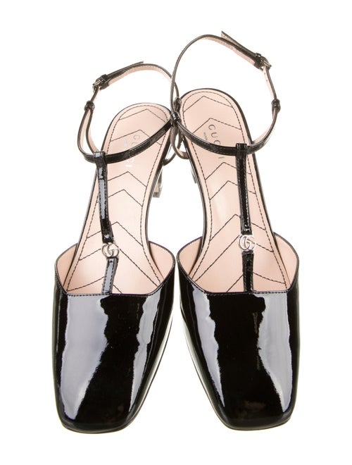 Gucci Double G Logo Patent Leather T-Strap Pumps