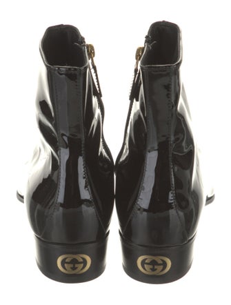 Gucci Interlocking G Logo Patent Leather Boots
