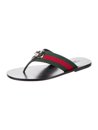 Gucci Web Accent Canvas Flip Flops