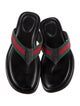 Gucci Web Accent Leather Flip Flops
