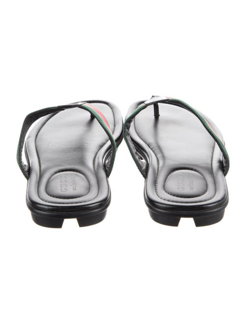 Gucci Web Accent Leather Flip Flops