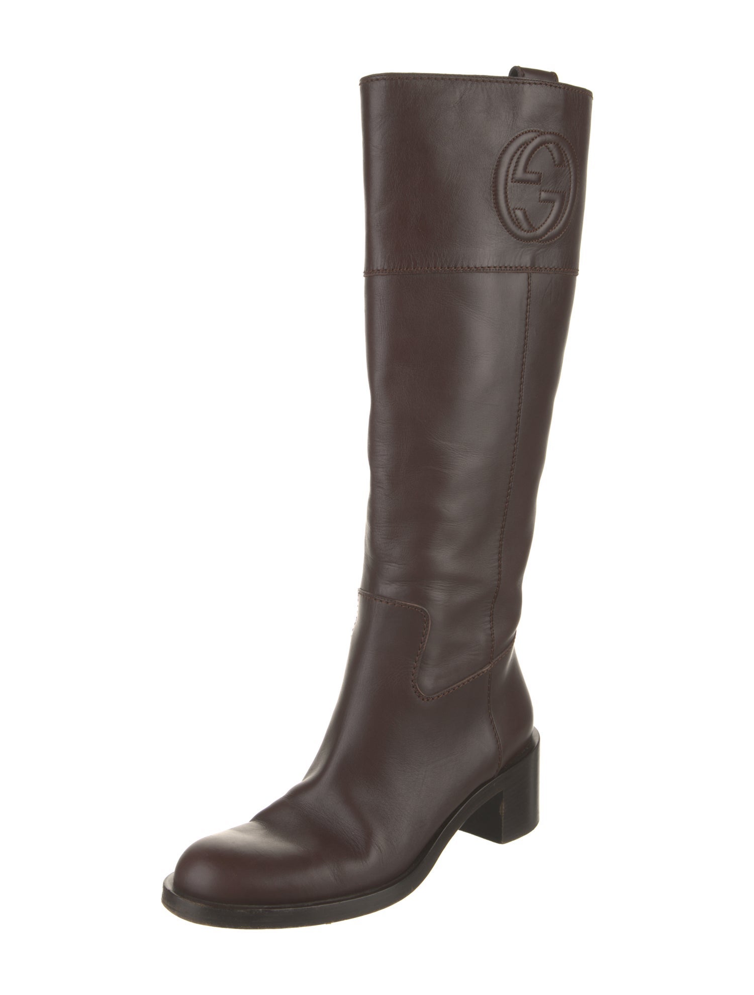 Gucci Interlocking G Logo Leather Riding Boots