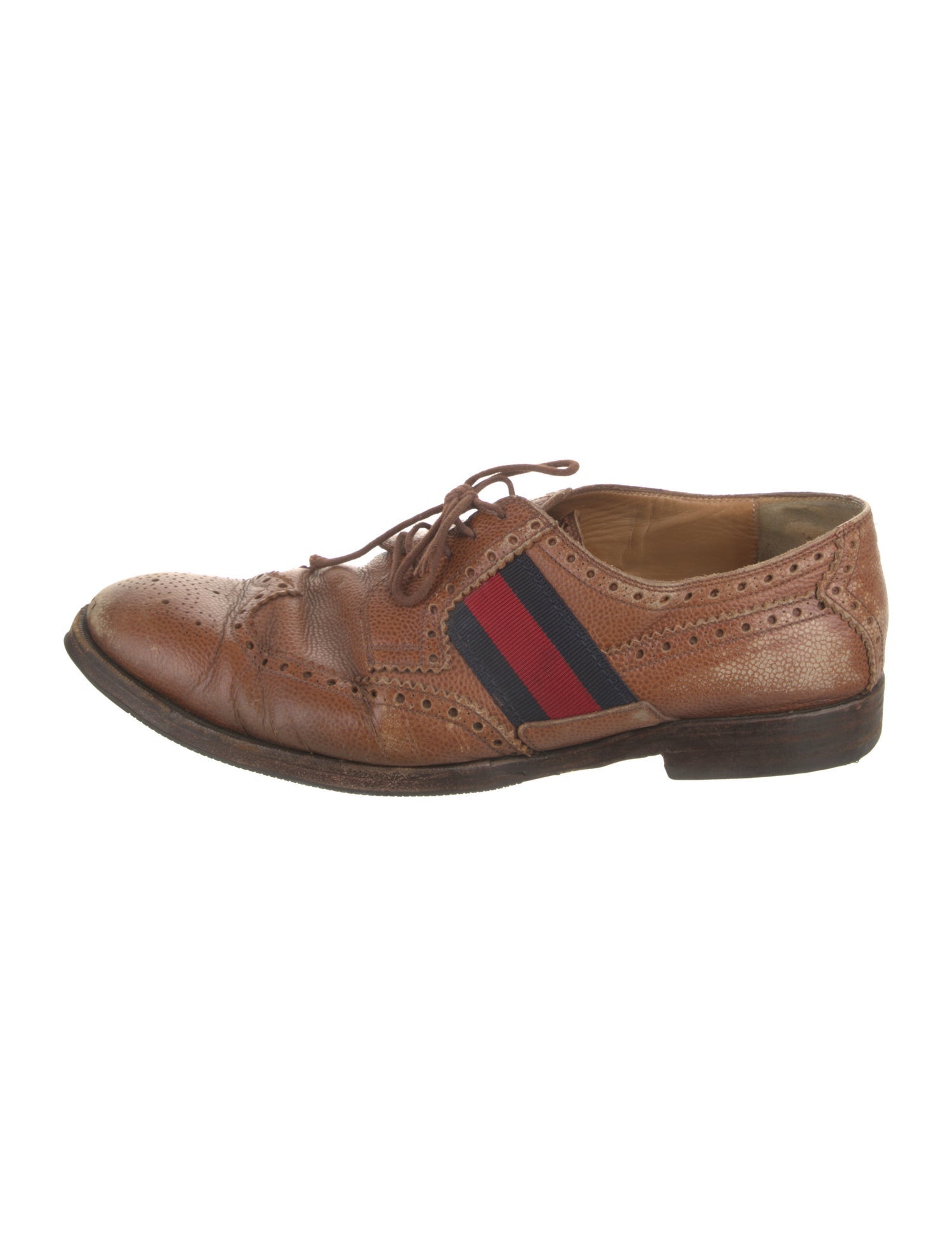 Gucci Sylvie Web Accent Leather Brogues