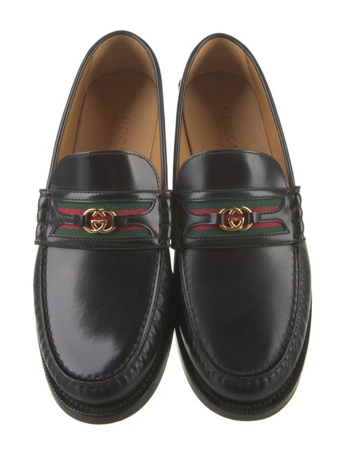 Gucci Leather Grosgrain Trim Dress Loafers