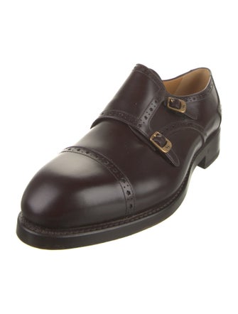 Gucci Sylvie Web Accent Leather Monk Straps