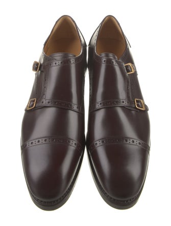 Gucci Sylvie Web Accent Leather Monk Straps
