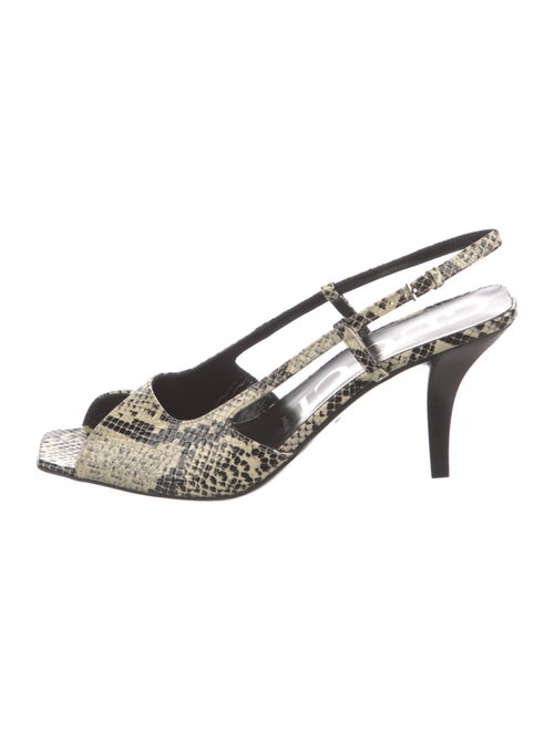 Gucci Embossed Leather Animal Print Slingback Sandals