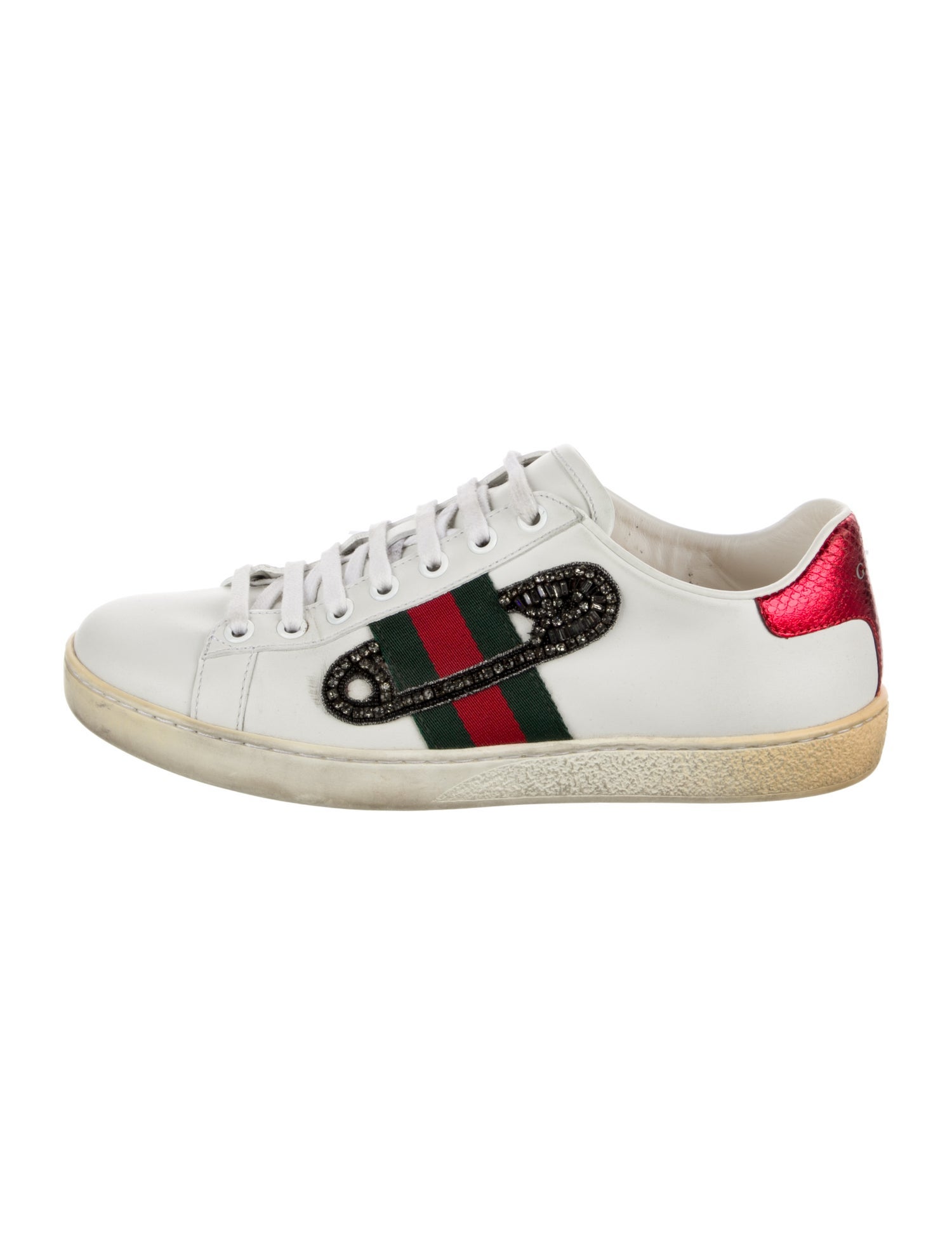 Gucci Web Accent Leather Sneakers