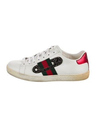 Gucci Web Accent Leather Sneakers