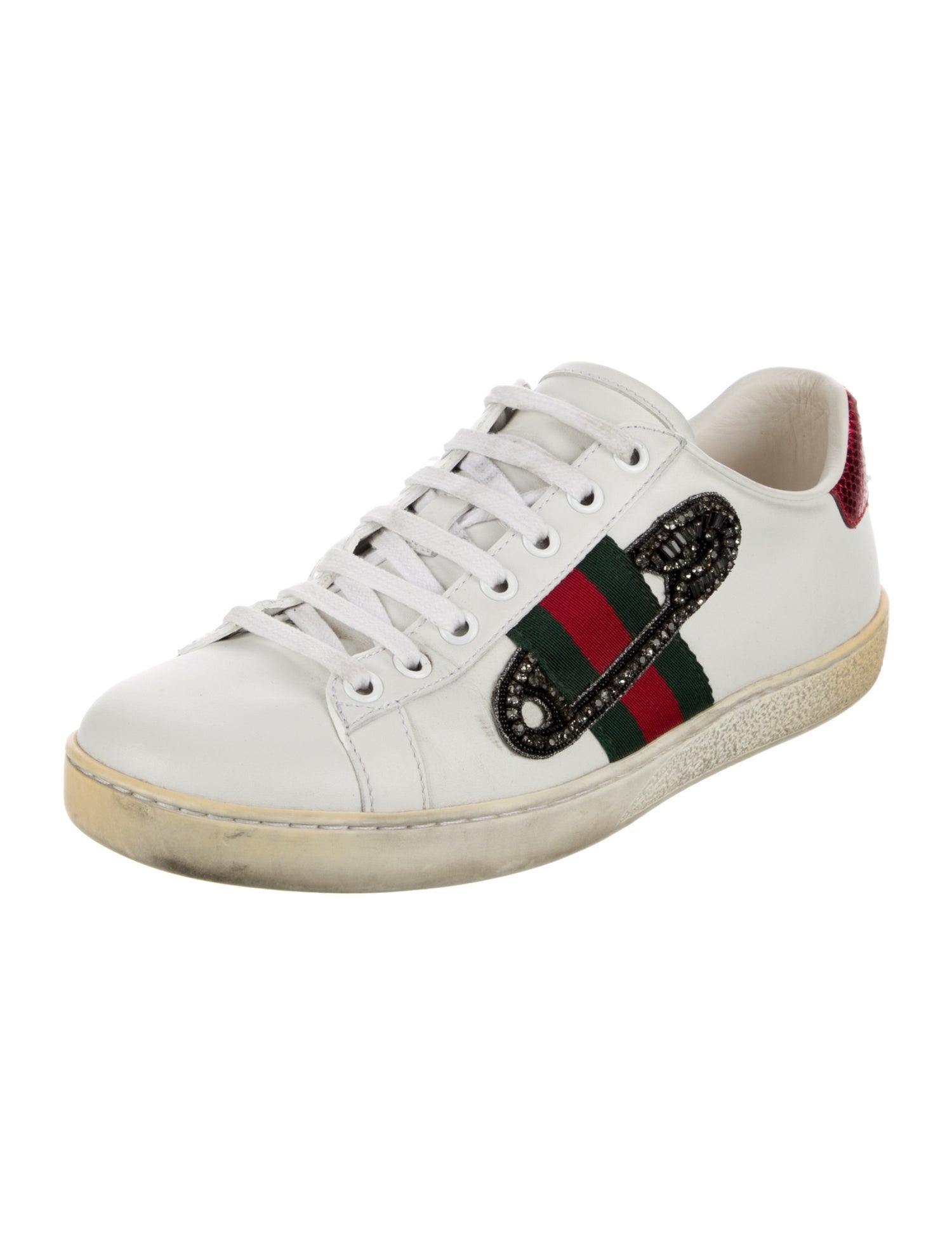 Gucci Web Accent Leather Sneakers