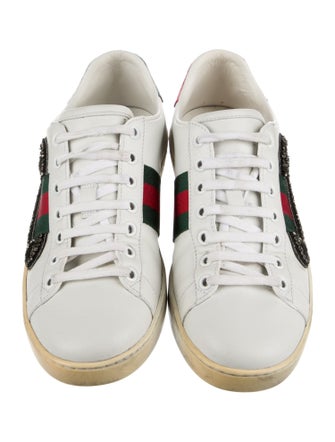 Gucci Web Accent Leather Sneakers