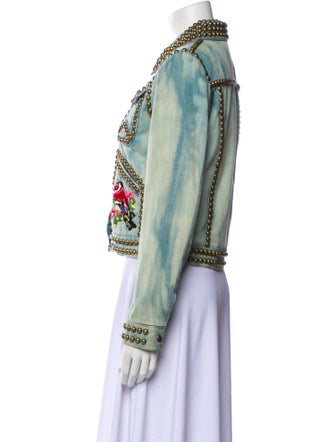 Gucci Blue Bird Applique Printed Denim Jacket