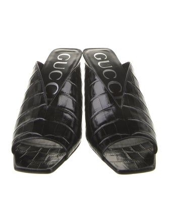 Gucci Embossed Leather Slides