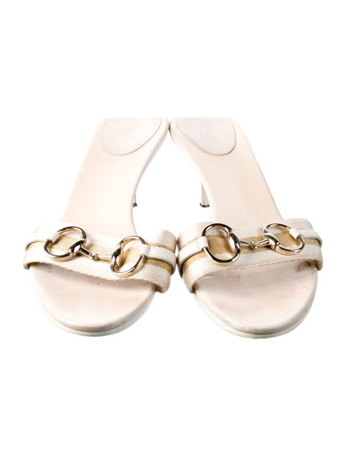 Gucci Horsebit Accent Canvas Slides