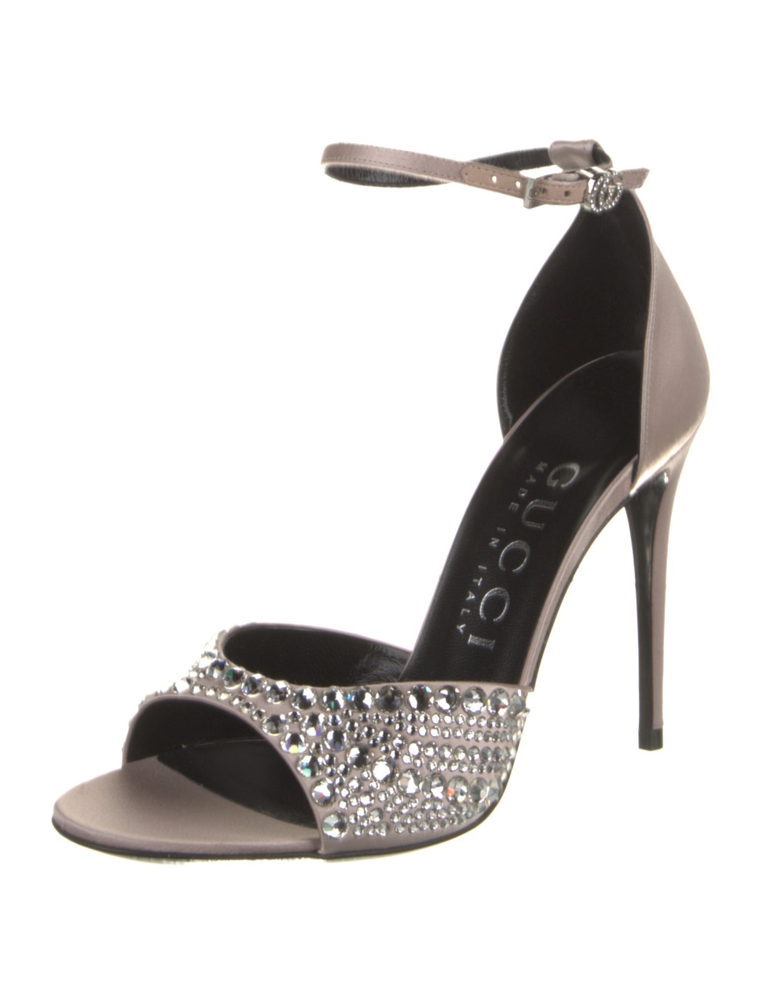 Gucci Satin Crystal Embellishments Sandals