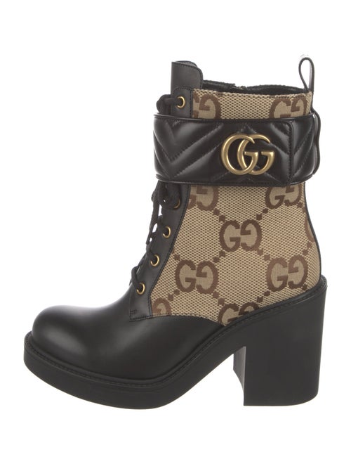 Gucci Double G Logo Canvas Combat Boots