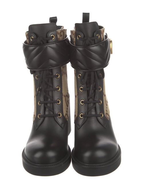 Gucci Double G Logo Canvas Combat Boots