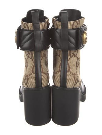 Gucci Double G Logo Canvas Combat Boots