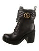 Gucci Double G Logo Leather Combat Boots