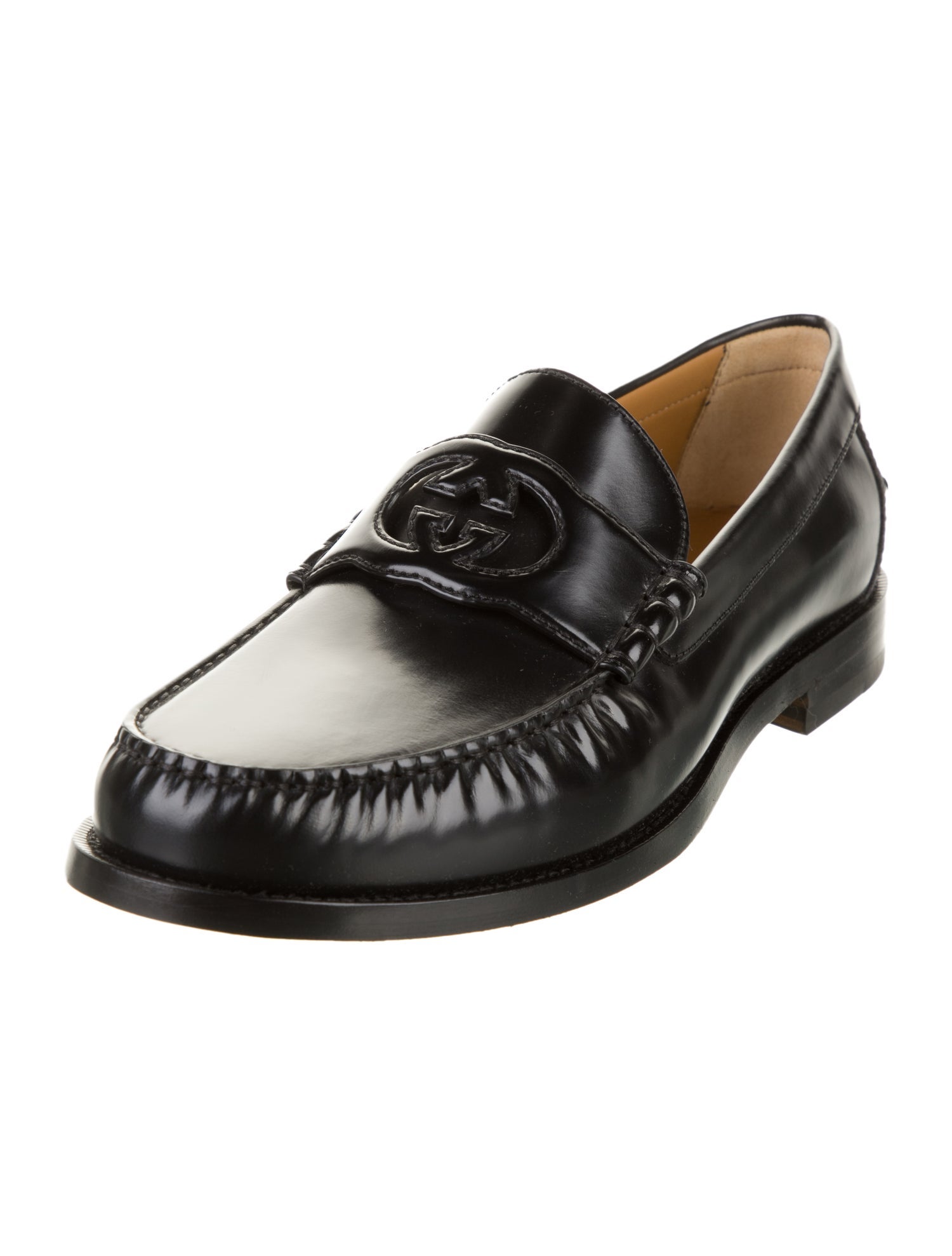 Gucci Interlocking G Logo Leather Loafers