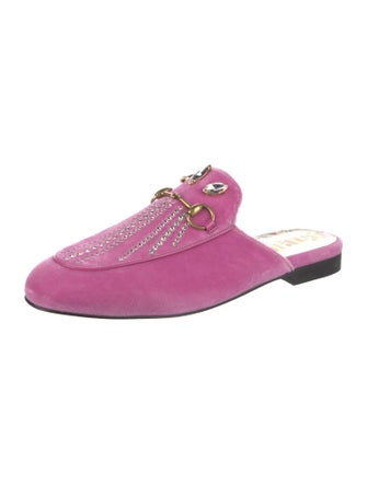 Gucci Flora Print Velvet Mules