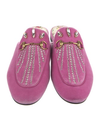 Gucci Flora Print Velvet Mules