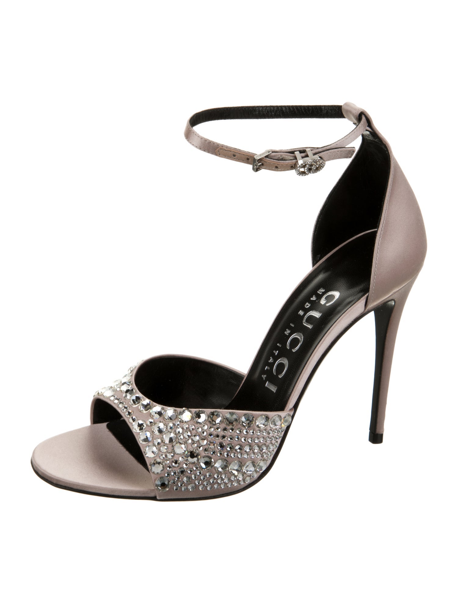 Gucci Double G Logo Satin Sandals