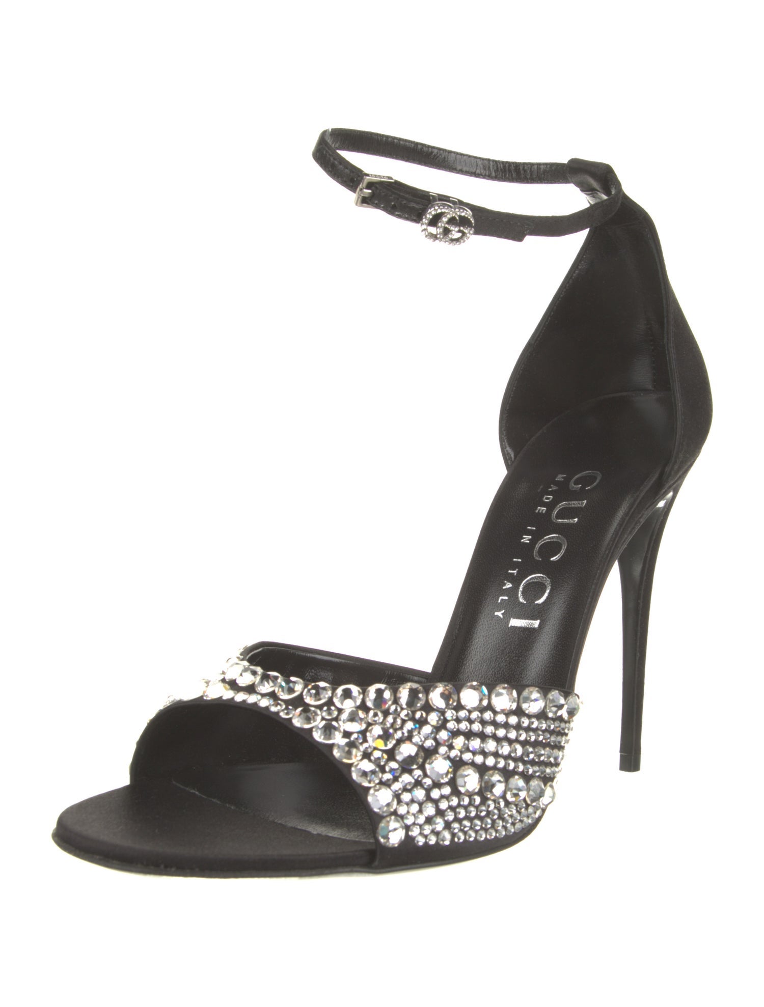 Gucci Satin Crystal Embellishments Sandals