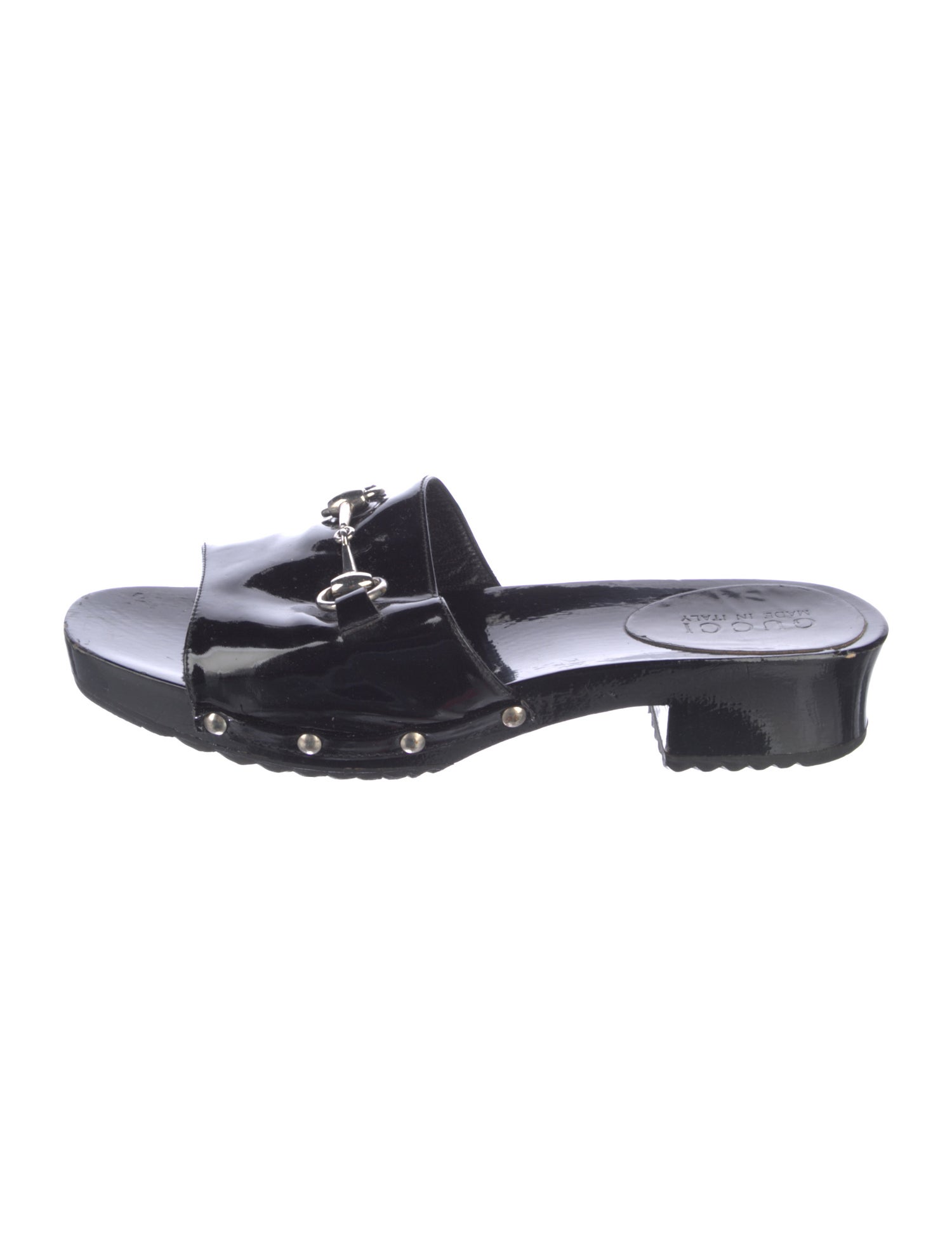 Gucci Horsebit Accent Patent Leather Slides