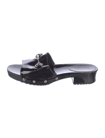 Gucci Horsebit Accent Patent Leather Slides