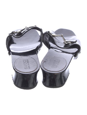 Gucci Horsebit Accent Patent Leather Slides